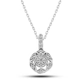 Silver White Zircon Stone Flower Women's Necklace